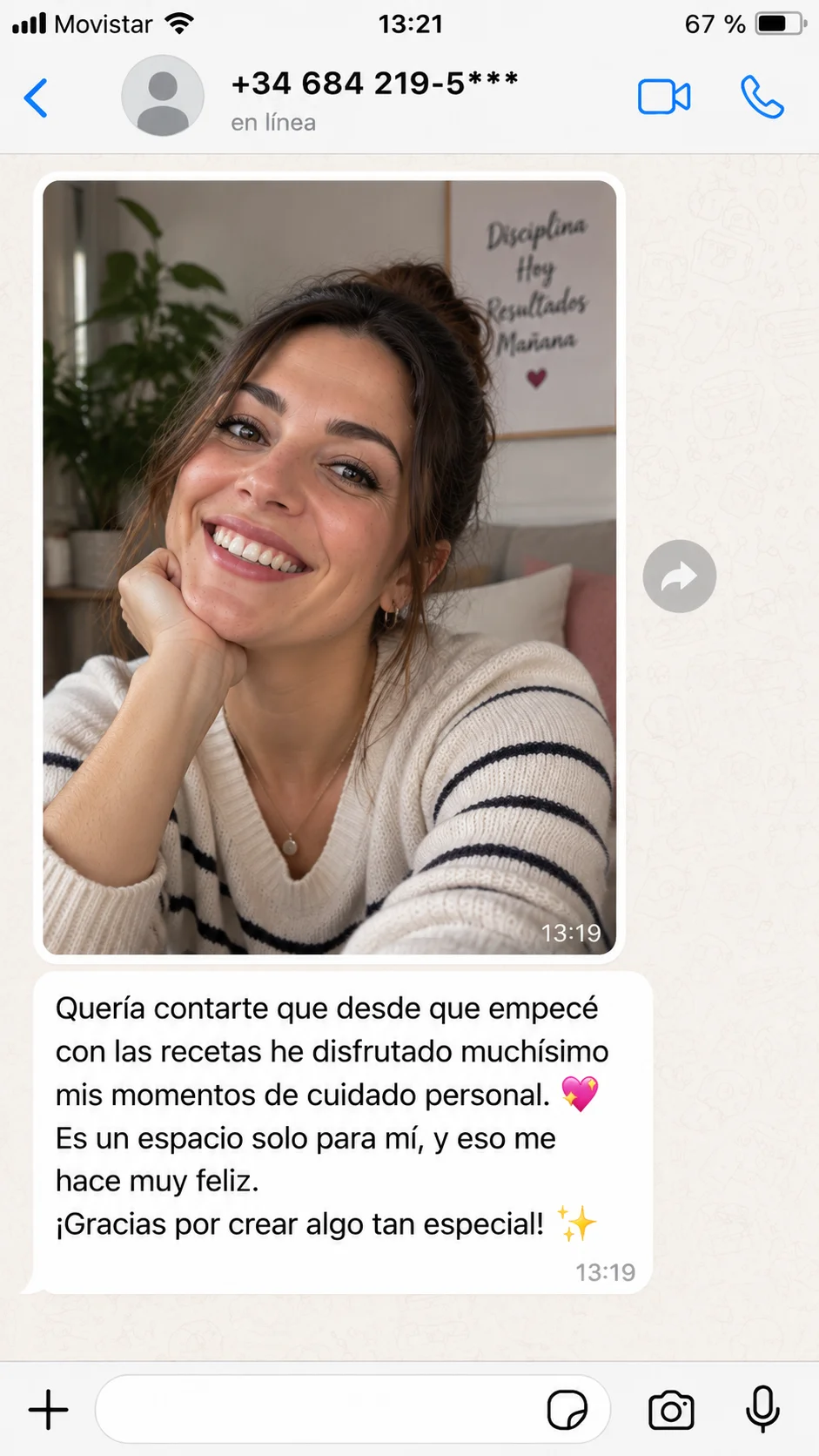 Testimonio de clienta: disfruta muchísimo sus momentos de cuidado personal desde que empezó