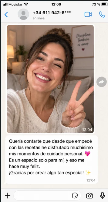 Testimonio de clienta agradeciendo el espacio de cuidado personal que le dio el protocolo